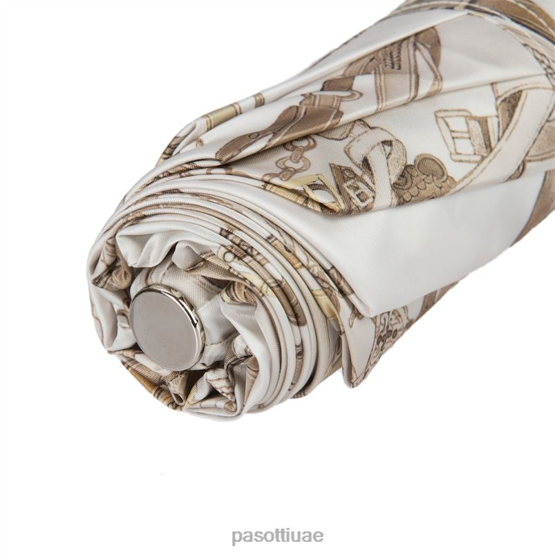 مظلة | 257 58152-2 s15 - مظلة بيضاء قابلة للطي بطباعة اللجام PASOTTI Z446V621